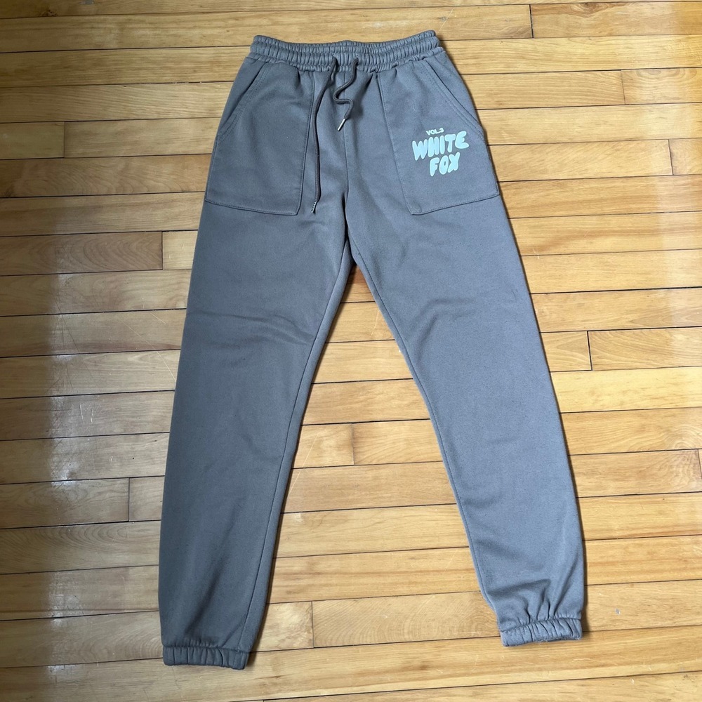 White Fox Vol. 3 Charcoal Grey Logo Patch Pocket Jogger Sweatpants Small